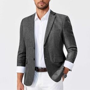 COOFANDY Blazer Mens Gray Lightweight Blazers Jacket Two-Button Sport Coat XL